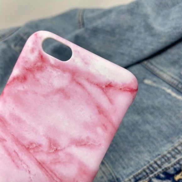 iPhone 7/8 Case Pink White Matte Marble Print Cover - Picture 2 of 7